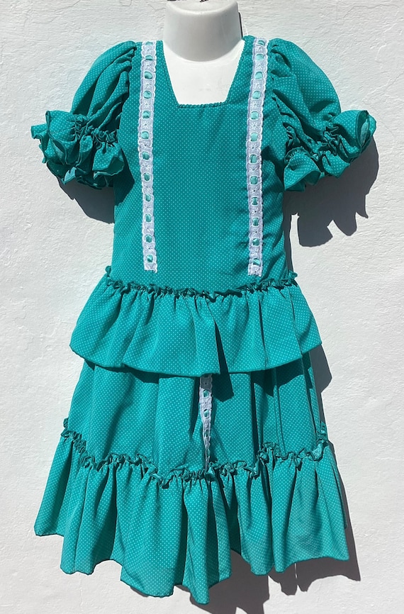 Robe de flamenco espagnole pour petite fille Turquoise vif/Petits - Main Image