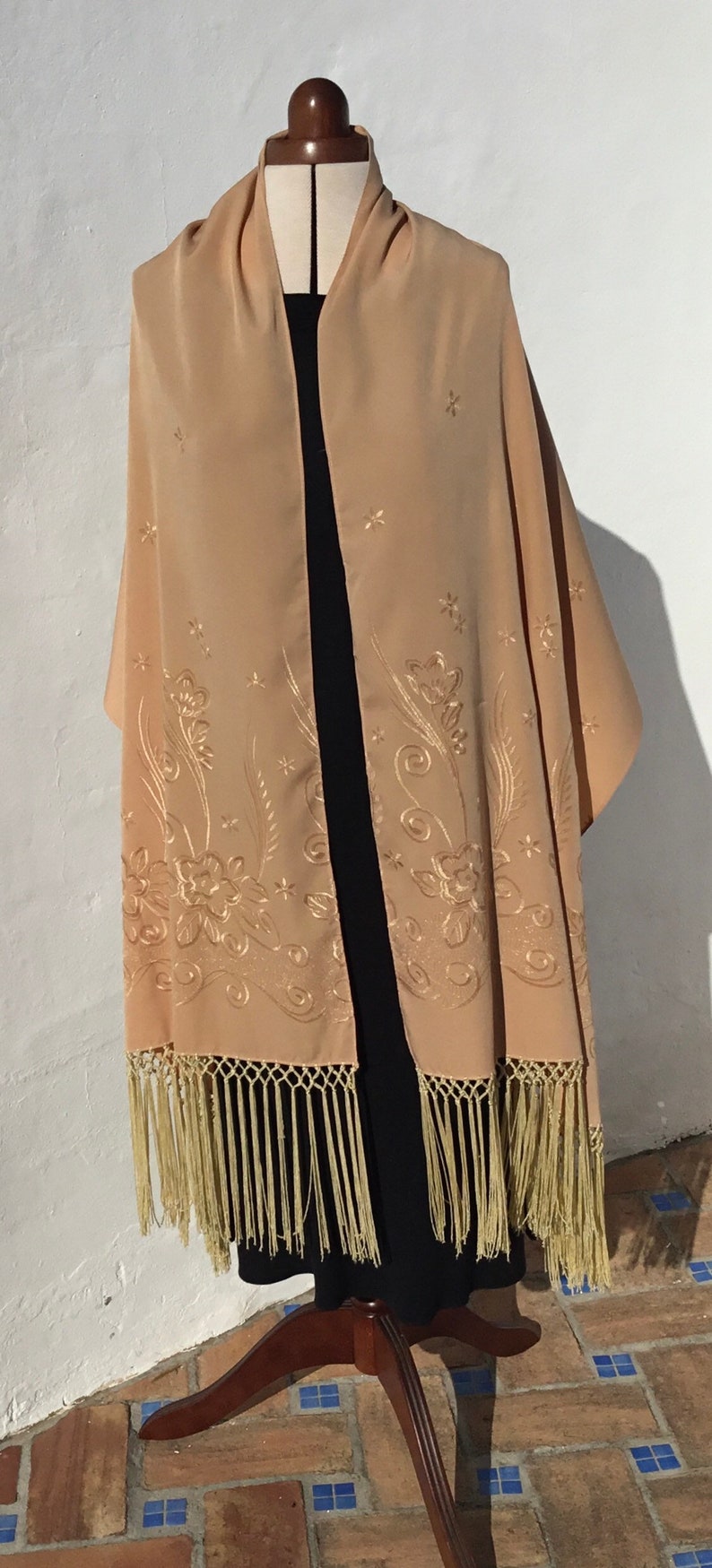 Vintage Spanish Shawl/Evening Stole/Wrap/Extra Long Etsy