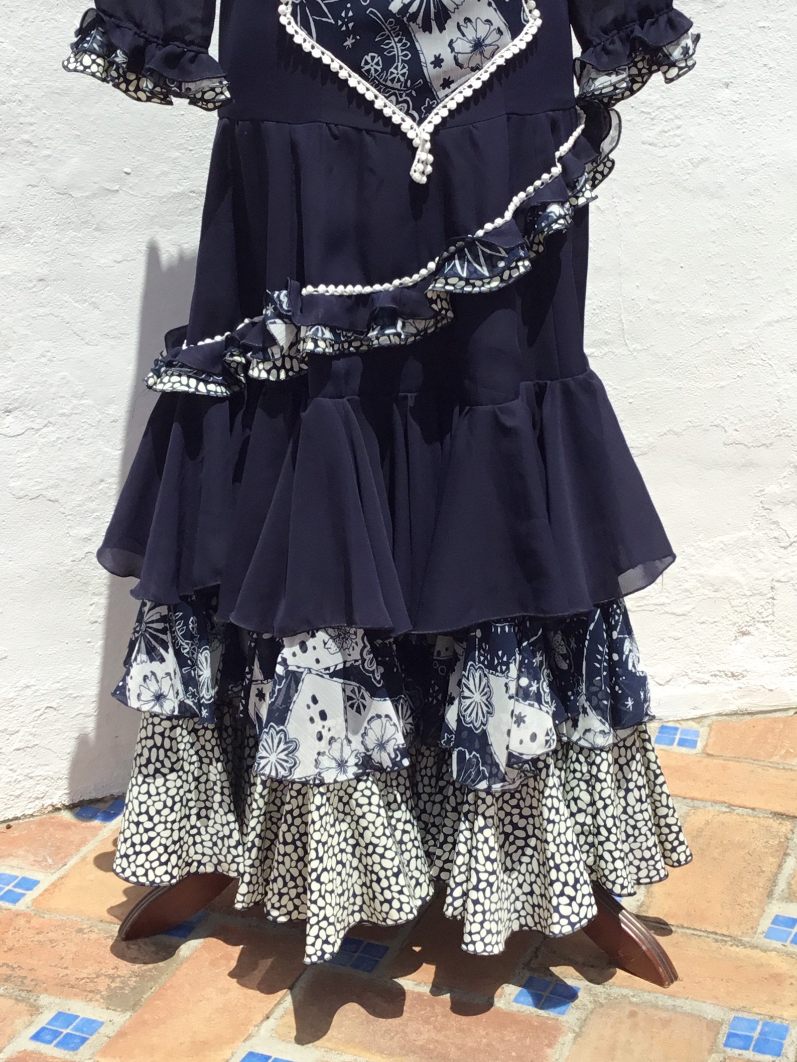 Elegant Navy Blue/white Spanish Flamenco Dress Unusual Style | Etsy