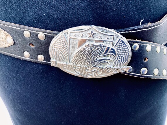 Vintage El Charro Concho Belt – Black Leather, Silver Tone  display picture 1