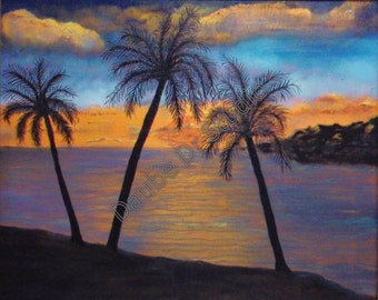 Palms at Sunset - Giclee