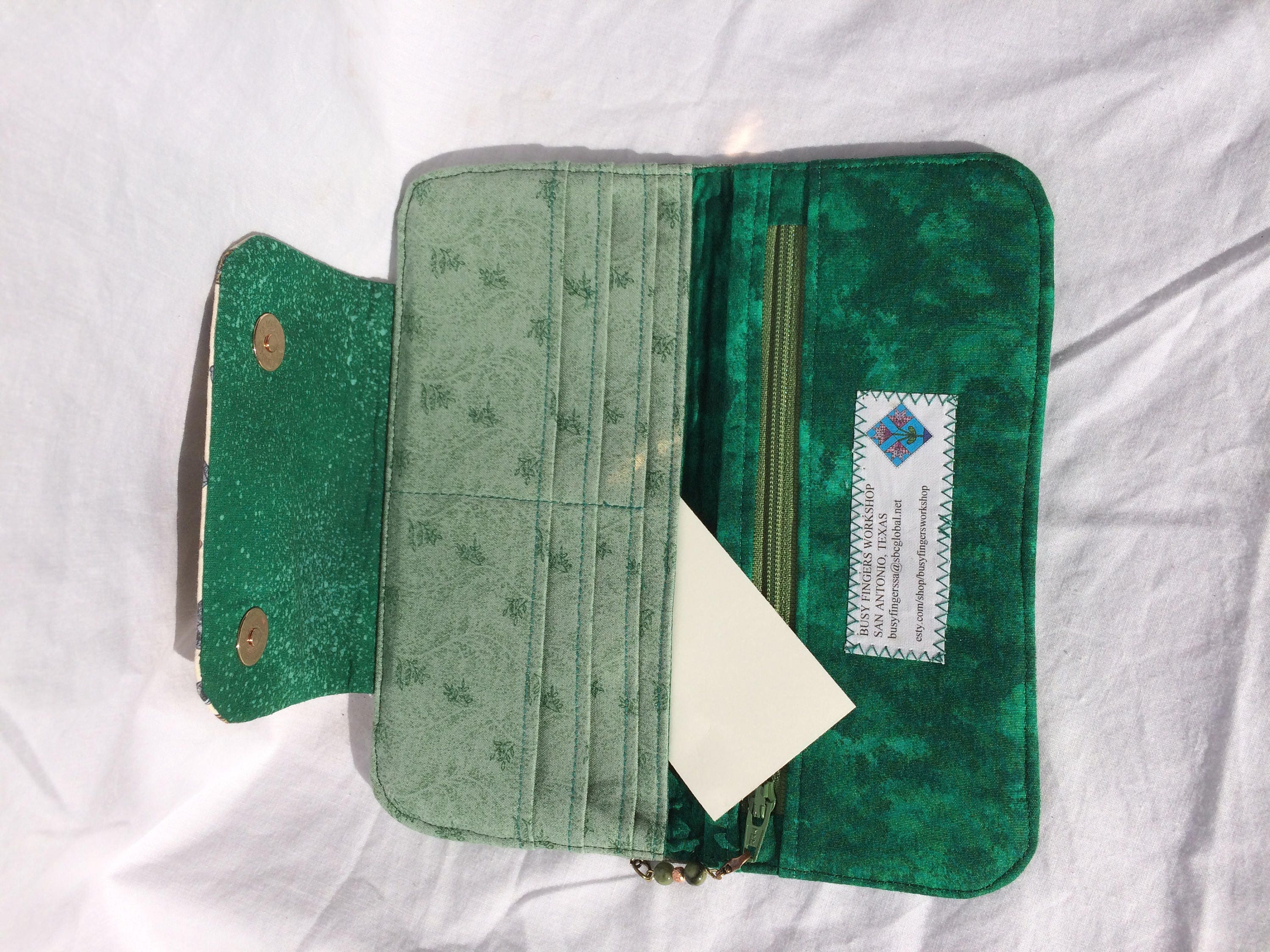 Slimline Wallet Green hand dyed linen with BCSO flap Etsy