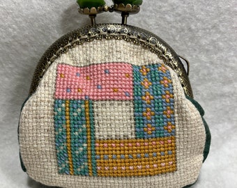 Coin purse: Mini carpet bag - Counted Cross Stitch 9 patch