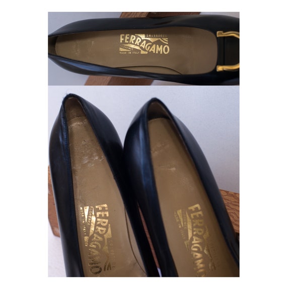 1970's Salvatore Ferragamo Black Pumps with Ganci… - image 5