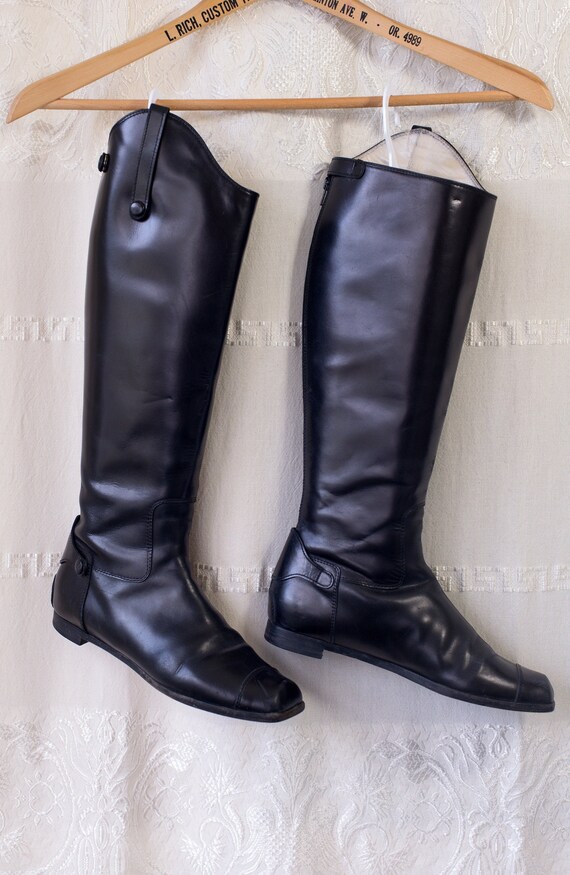 1990's Stephen Venezia Black Leather Riding Boots