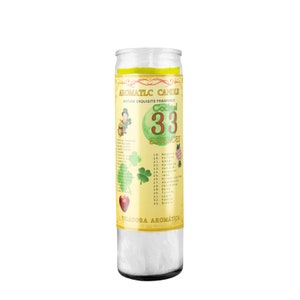 Aromatic Esoteric Handcrafted Palm Wax Prayer Candle in Yellow, and White image 2