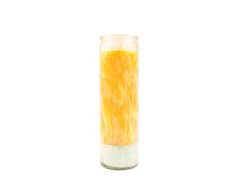 Aromatic Esoteric Handcrafted Palm Wax Prayer Candle in Yellow, and White