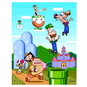 Flynn-Fletcher Bros. Phineas and Ferb Mario Bros. art print