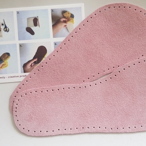 Pink leather soles for slippers and socks, sew on soles, size 36EU-48EU
