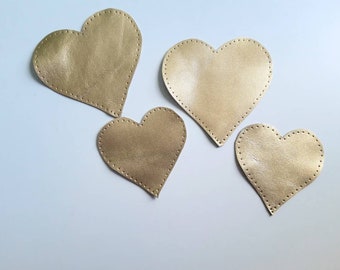 Gold elbow patches, heart leather patch, sew on elbow patches, elbow pads, sweater patches, golden knee pads, soft patches