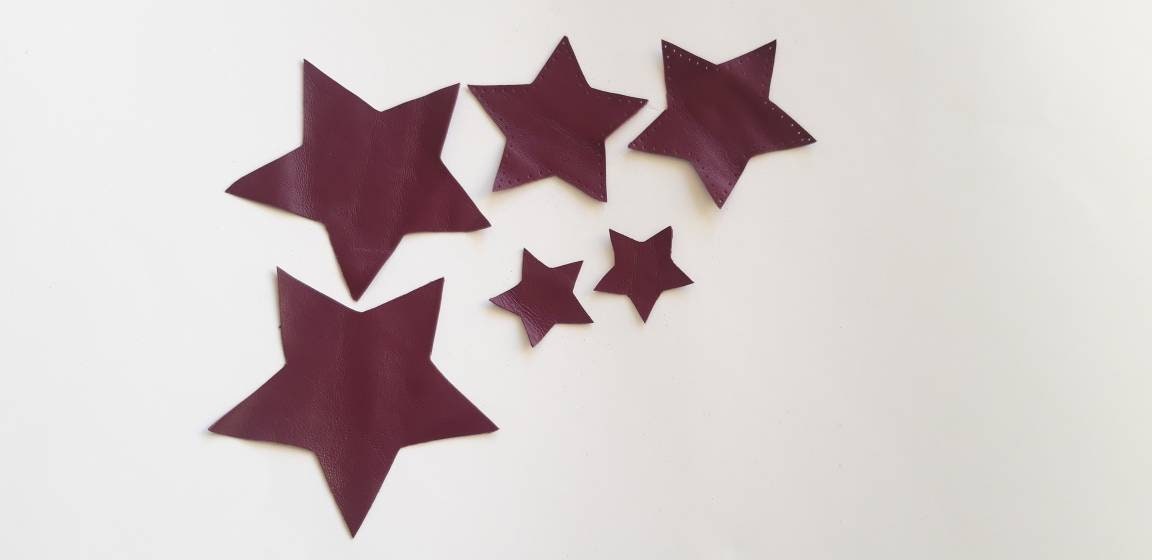 Burgundy Leather Star Patches for Jackets, Set of 2, Sew on Patches, Knee  Pads, Leather Applique 