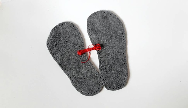 Grey Leather Soles for Kids Slippers & Booties: Non-Slip Handcrafted image 6