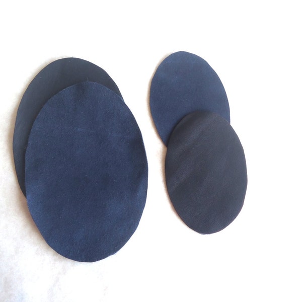 Navy elbow patches, suede elbow patches, oval leather patches, knee patches, small, middle, large leather patches, sew on leather patch