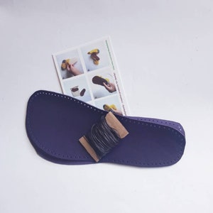 Leather sew on soles for slippers and socks, purple outsoles for slippers, size 36EU-48EU