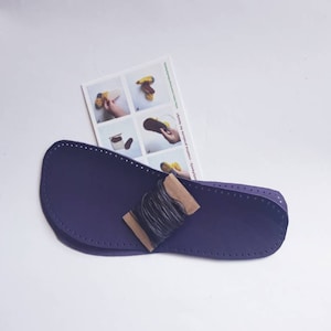 Leather sew on soles for slippers and socks, purple outsoles for slippers, size 36EU-48EU