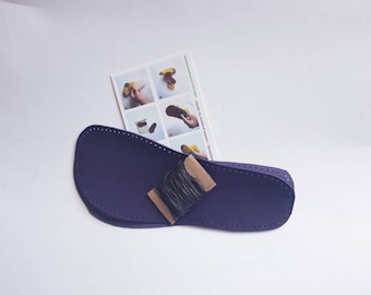 Purple Leather Sew-On Soles for Socks & Slippers (Size 36EU-48EU)