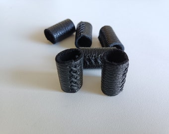 Black leather dreadlock bead, large beard bead, leather bead, hair cuff