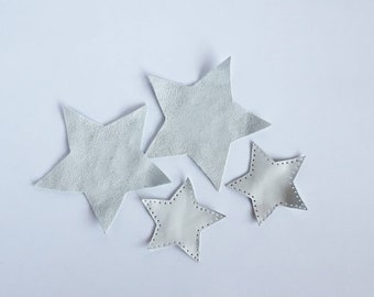 White leather star patches, sew on elbow patches, star applique, knee pads