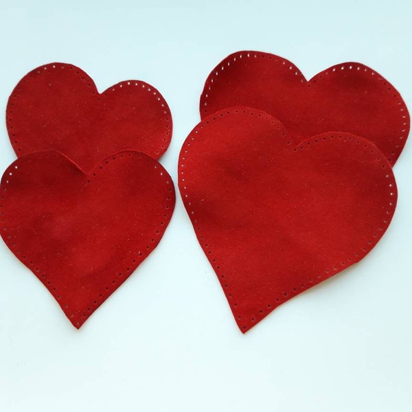 Coudières en cuir rouge en forme de coeur, coudières en applique coeur, genouillères