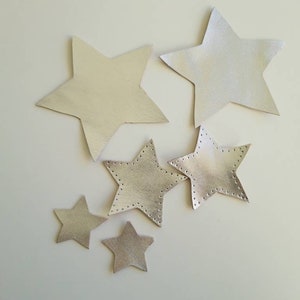 Silver stars, leather star patches, silver elbow patches, 1 set (2 Pcs), sew on patches, knee pads, star applique