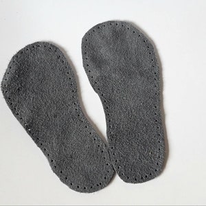 Kids natural leather soles for slippers and booties, grey leather soles