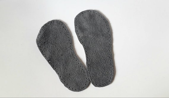 Grey Leather Soles for Kids Slippers & Booties: Non-Slip Handcrafted