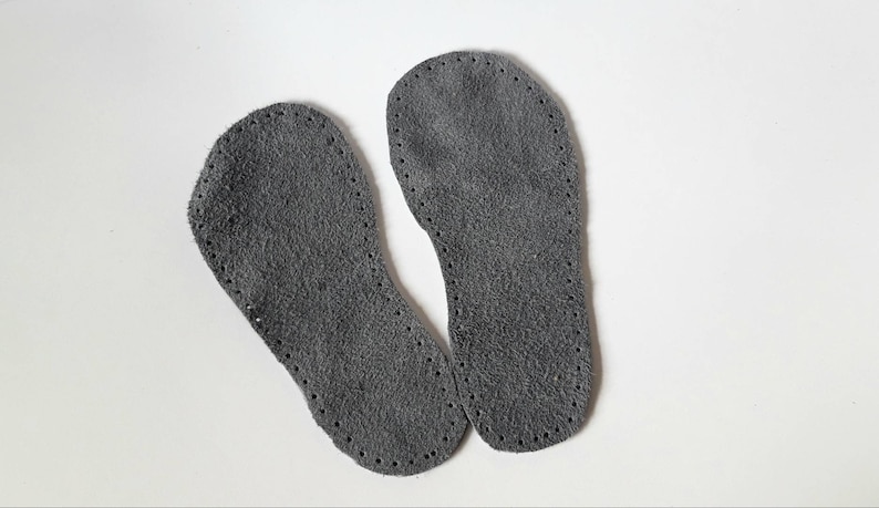 Grey Leather Soles for Kids Slippers & Booties: Non-Slip Handcrafted image 1