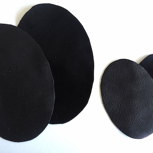 Black elbow patches, set of sew on leather patches