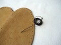 Pre-punched US size leather soles for slippers or knitted socks product logo