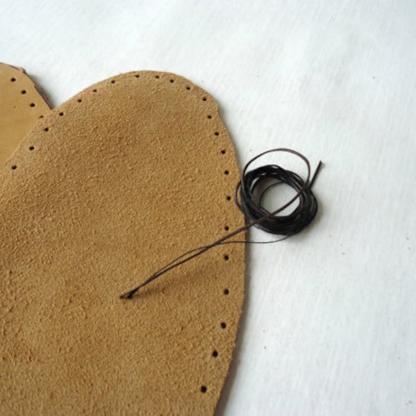 Pre-punched US size leather soles for slippers or knitted socks