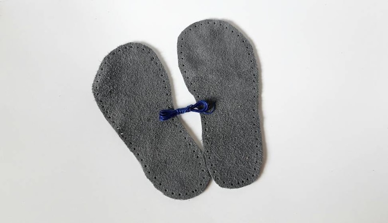 Grey Leather Soles for Kids Slippers & Booties: Non-Slip Handcrafted image 5
