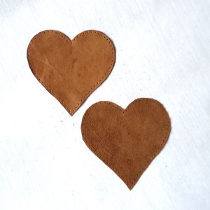 Coudières marron clair, patchs coeurs en cuir, patchs à coudre, patch pré-perforé, appliqué coeur en cuir, patch de veste, patchs pour jeans