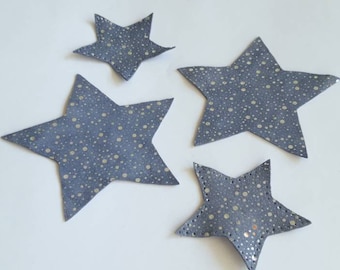 Gray Leather Star Patches: Sew-On Applique Knee/Elbow Pads (Set of 2)
