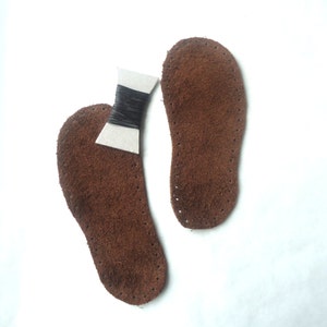 Children leather soles for slippers, dark brown toddler sew on soles