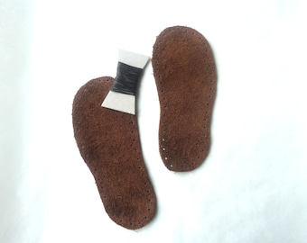 Children leather soles for slippers, dark brown toddler sew on soles