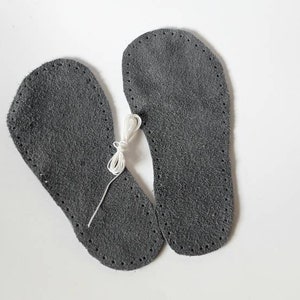 Grey Leather Soles for Kids Slippers & Booties: Non-Slip Handcrafted image 4