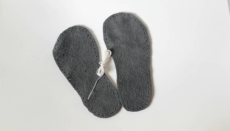 Grey Leather Soles for Kids Slippers & Booties: Non-Slip Handcrafted image 4