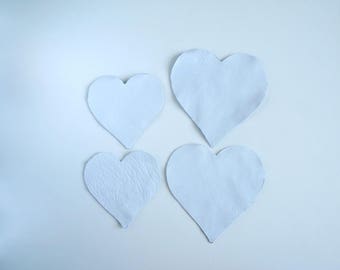 White Suede Leather Heart Patches: Sew-On Elbow/Knee Applique