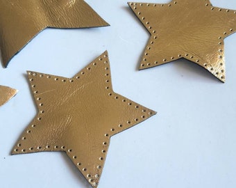 Golden stars, leather star patches, gold elbow patches, 1 set (2 Pcs), sew on patches, knee pads, star applique