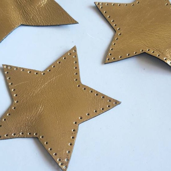 Étoiles dorées, patchs étoiles en cuir, coudières dorées, 1 jeu (2 pièces), patchs à coudre, genouillères, étoile appliquée