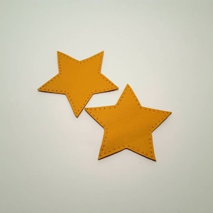 Sunflower Yellow Leather Star Patches: Sew-On Applique (2 Pcs)
