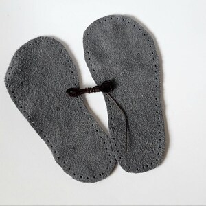 Grey Leather Soles for Kids Slippers & Booties: Non-Slip Handcrafted image 7