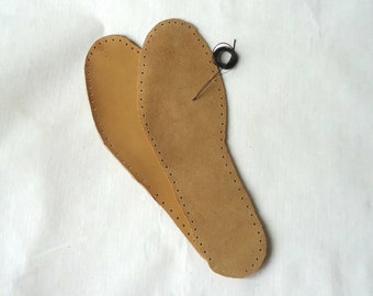 Men's Leather Slipper Soles DIY Kit: Light Brown Craft Supplies (Size 41-48EU)