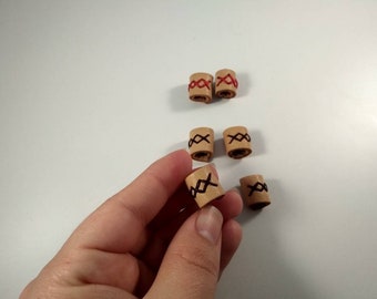 Small leather dread bead,  barrel beard bead