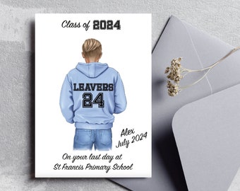 Personalised Male Leavers 2024 Primary School Card - Primary School, Leavers 2024, Junior School, Year 6/Class of 2024, Leaving/Graduating