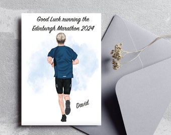 Personalised 'Good Luck Running the Edinburgh Marathon' Male Runner Card - Running,Run,Marathon,Wife/Daughter/Sister/Friend, UK