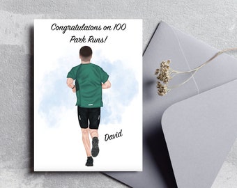 Personalised Male Runner Congratulations on Park Runs Card - Son/Husband/Dad/Granddad/Best Friend/Best Friend,Running/Run, Running Club