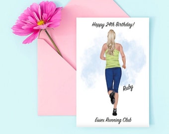 Personalised Female Runner Birthday Card - Daughter/Granddaughter/Sister/Best Friend/Neice, Running, Run, Sprint, Marathon, Running Club