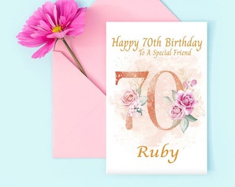 Personalised Female 70th Birthday Card-Wife, Daughter, Sister, Best Friend, Female,Any name/Any relation, 18th/21st/30th/40th/50th/60th/70th