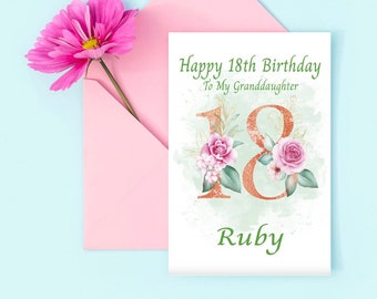Personalised Female 18th Birthday Card-Wife, Daughter, Sister, Best Friend, Female,Any name/Any relation, 18th/21st/30th/40th/50th/60th/70th